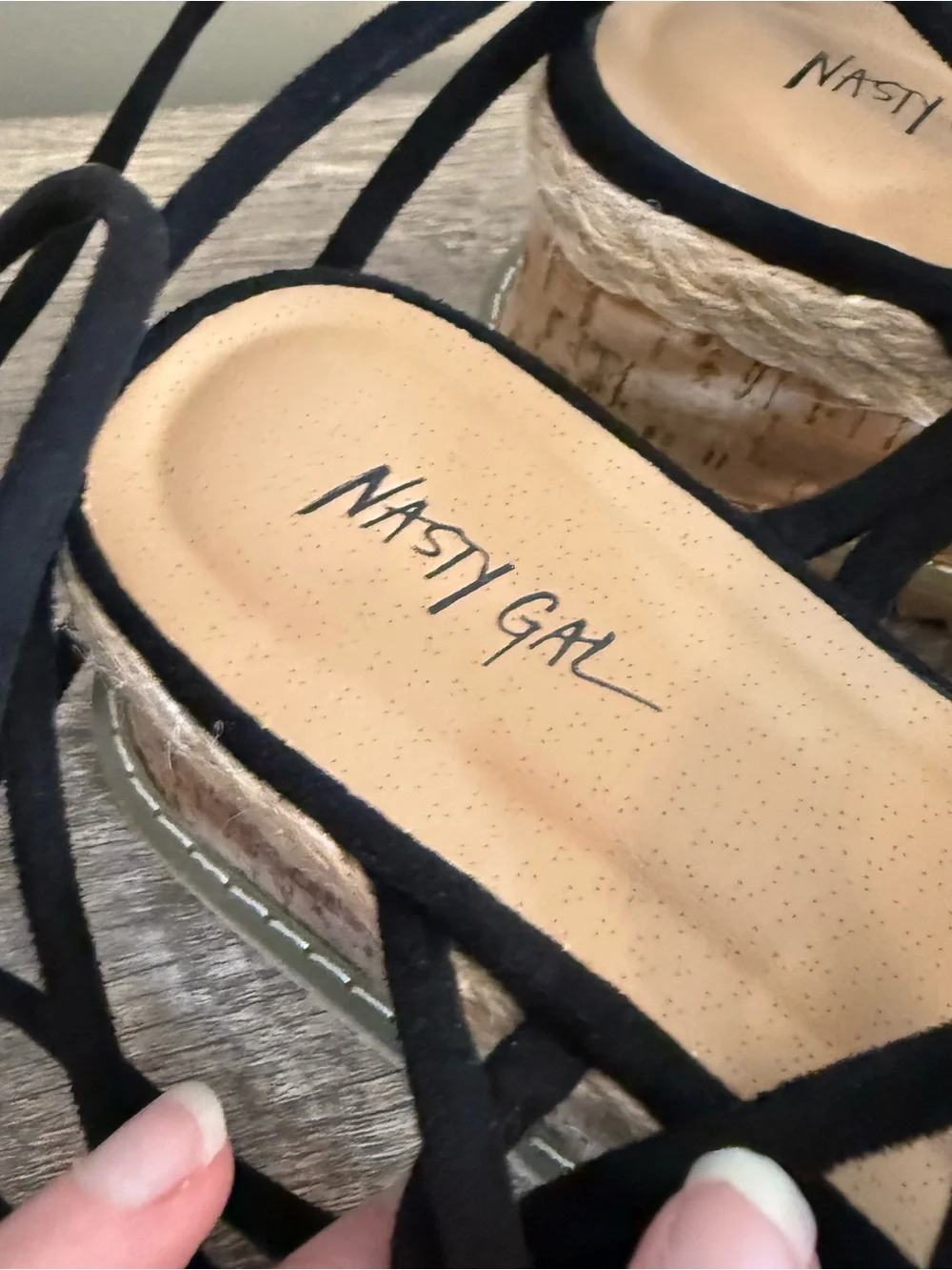 Nasty Gal Black Faux Suede Platform Sandals Women’s Size 9 US 7 UK 40 EU